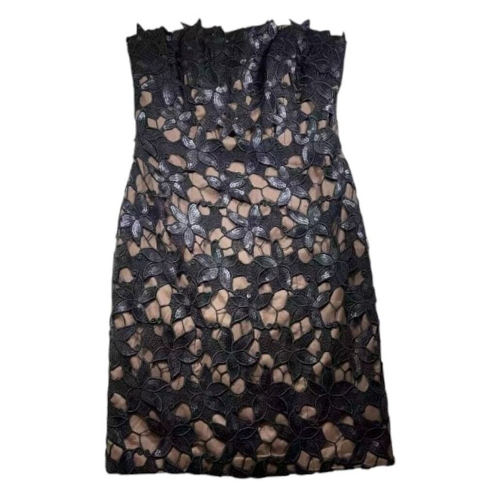 Theia Black Floral Dress | Size 6